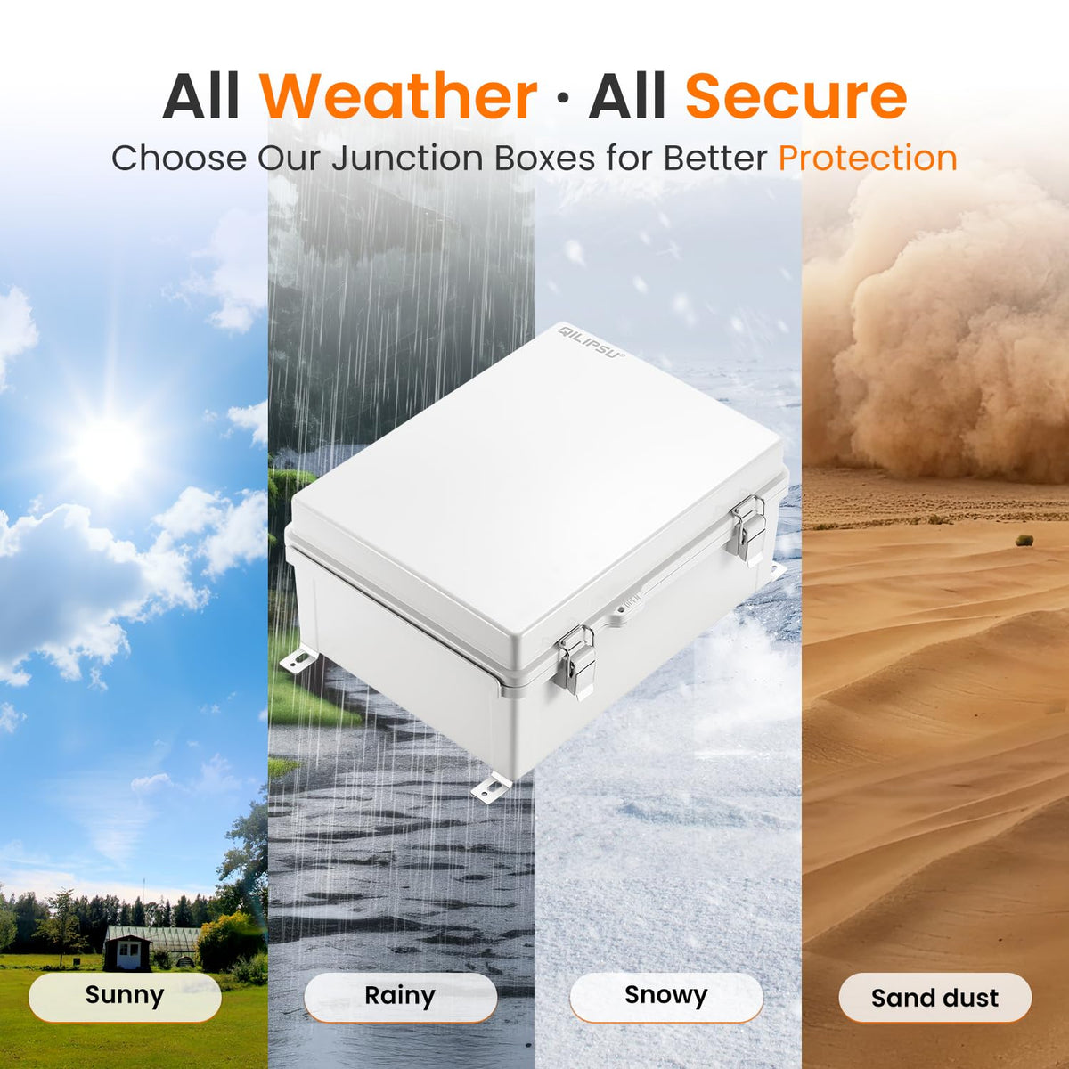 Waterproof Junction Box IP67 Outdoor Plastic Electrical Project Enclosure Weatherproof with Mounting Plate, Wall Brackets, Hinged Grey Cover 16.1"X12.2"X7.1"